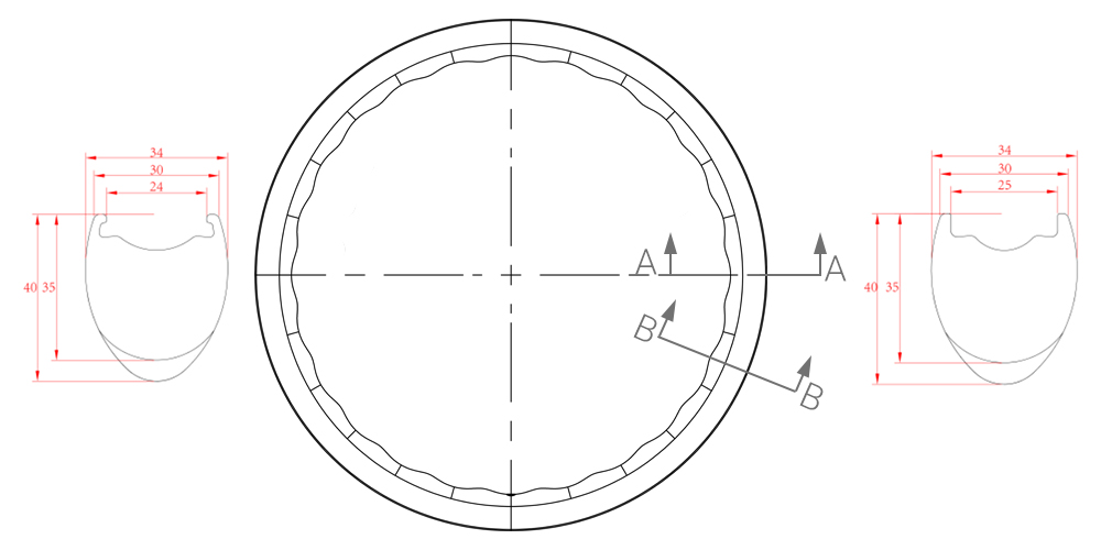 disegno del cerchio in carbonio con ghiaia ondulata