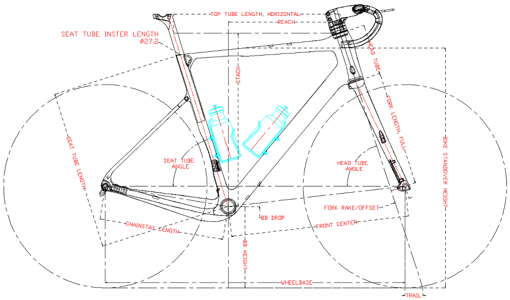 Geometria del telaio per bici da ghiaia in carbonio