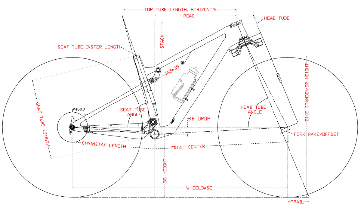 geometria per telaio bici da cross country 29er