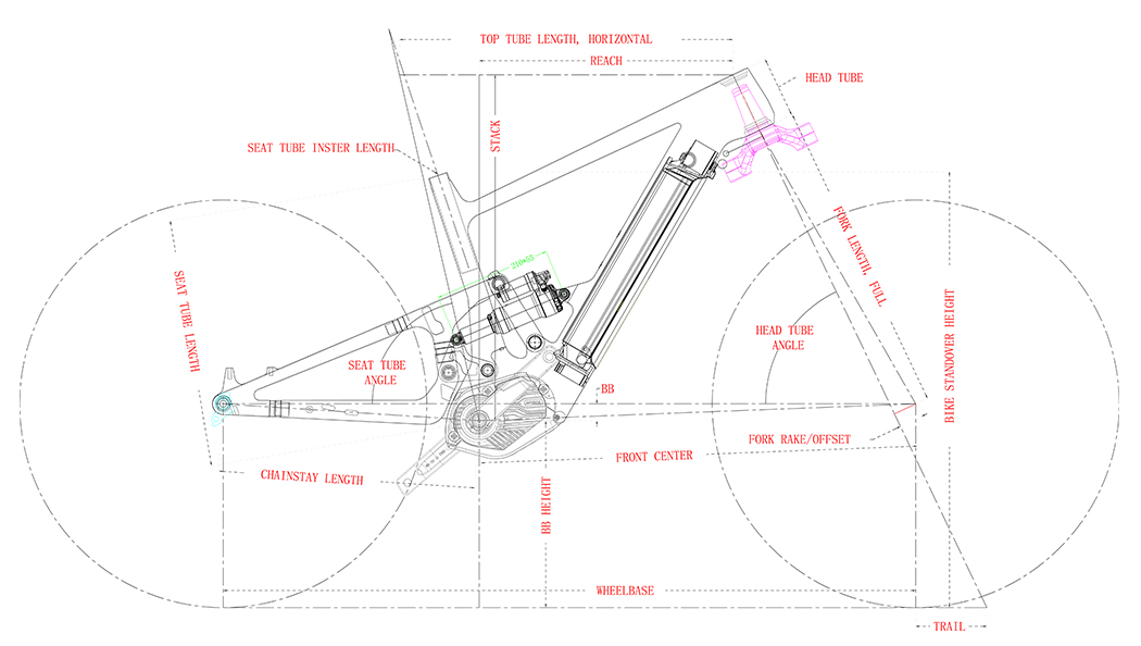 Telaio per bici elettrica LightCarbon Geometria LCE971