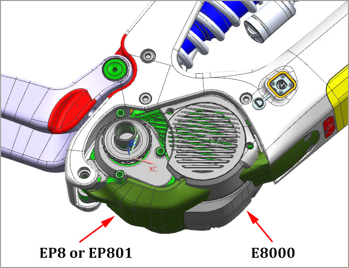 Copertura motore EP8 vs E8000 su telaio LCES801